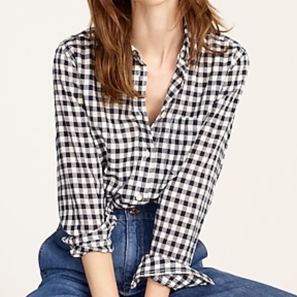 J. Crew Tops - J. Crew Classic-fit shirt in crinkle gingham